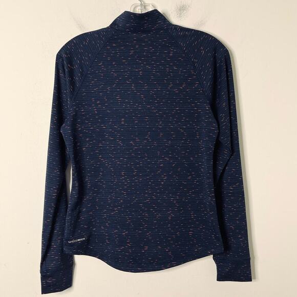 Reebok Women's Performance Quarter Zip Shirt XS Navy Blue Long Sleeve Space Dye - Picture 5 of 12